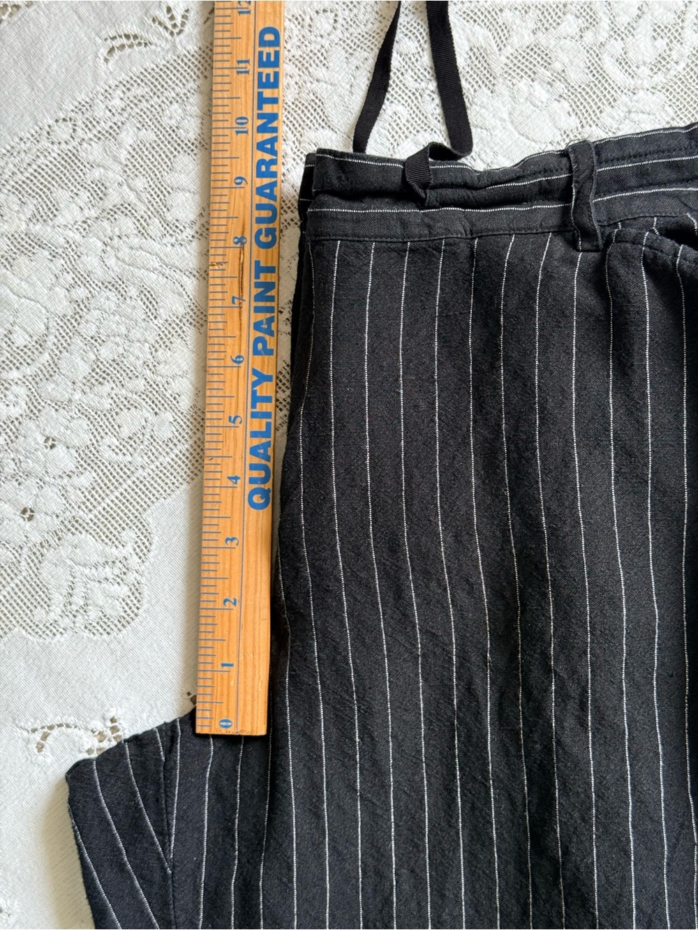 Lane Bryant Linen Rayon Pinstripe Wide Leg Pants Black White Size 14/16 - Picture 11 of 12